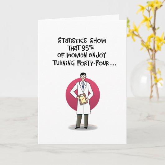 Funny 44th Birthday Card voor haar Kaart (Gele Bloem)