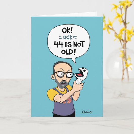 Funny 44th Birthday Kaart (Gele Bloem)