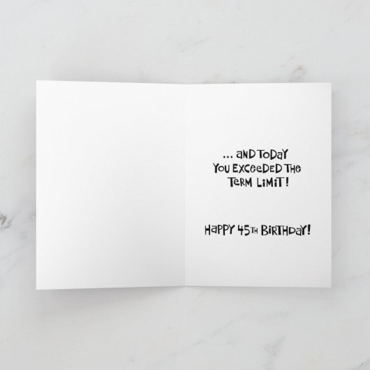 Funny 45th Birthday Kaart (Binnen)