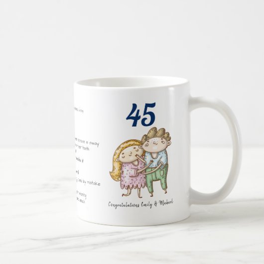 FUNNY 45th Wedding Jubileum Sapphire Gepersonalise Koffiemok (Rechts)
