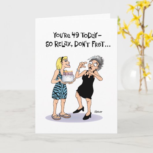Funny 49th Birthday Greeting Kaart (Gele Bloem)