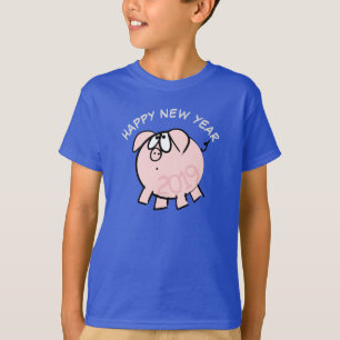 Funny 4 Cartoon Illustratie Varkens Jaar 2019 Kind T-shirt