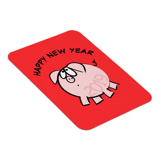 Funny 4 Cartoon Illustration Pig Year 2019 Magneet (Rechterzijde)