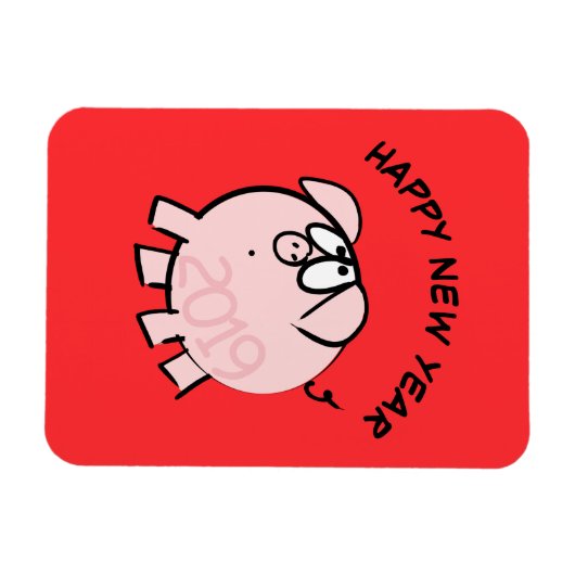 Funny 4 Cartoon Illustration Pig Year 2019 Magneet (Horizontaal)