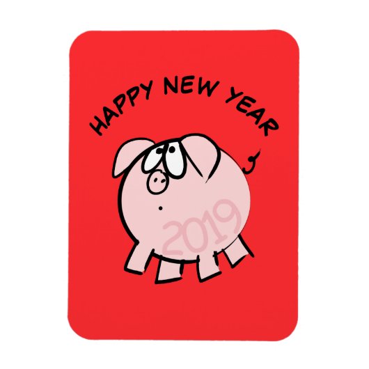 Funny 4 Cartoon Illustration Pig Year 2019 Magneet (Verticaal)