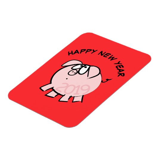 Funny 4 Cartoon Illustration Pig Year 2019 Magneet (Linkerzijde)