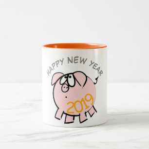 Funny 4 Cartoon Illustration Pig Year 2019 Mok
