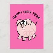 Funny 4 Cartoon Illustration Pig Year 2019 PostC Uitnodiging Briefkaart (Voorkant)