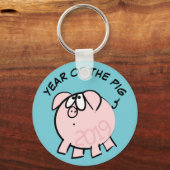 Funny 4 Cartoon Illustration Pig Year 2019 R KeyC Sleutelhanger (Voorkant)