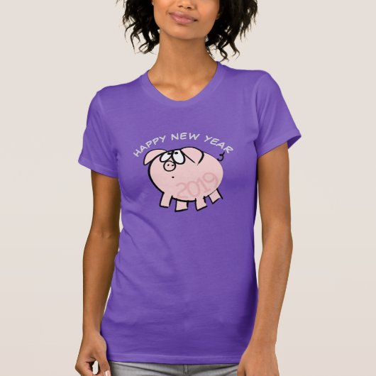 Funny 4 Cartoon Illustration Pig Year 2019 Woman T-shirt (Voorkant)
