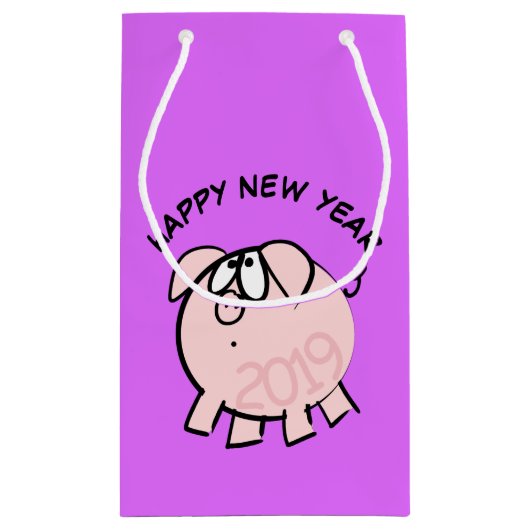 Funny 4 Cartoon Pig. 2019 Small Gift Bag Klein Cadeauzakje (Achterkant)