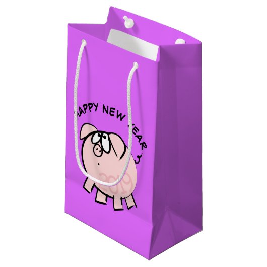 Funny 4 Cartoon Pig. 2019 Small Gift Bag Klein Cadeauzakje (Voorkant Gekanteld)