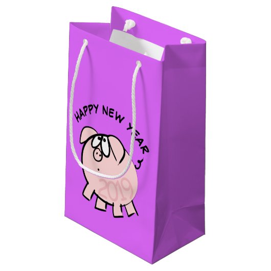 Funny 4 Cartoon Pig. 2019 Small Gift Bag Klein Cadeauzakje (Achterkant Gekanteld)