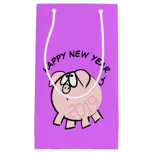 Funny 4 Cartoon Pig. 2019 Small Gift Bag Klein Cadeauzakje (Voorkant)