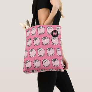 Funny 4 Cartoon Pig Monogram Kies de Canvas tas va