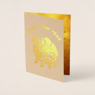 Funny 4 Cartoon Pig Year Zodiac Birthday Luxury GC Folie Kaarten