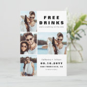 Funny 4 foto Free Drinken Save the Date Card (Staand voorkant)