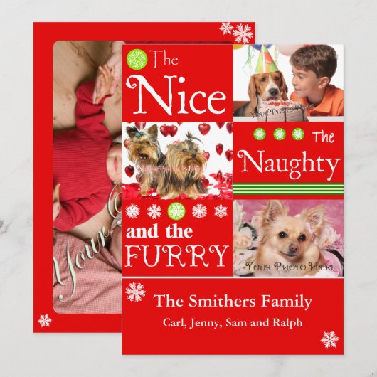 Funny 4-fotokerstkaart feestdagenkaart (Voorkant / Achterkant)