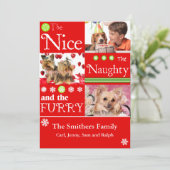 Funny 4-fotokerstkaart feestdagenkaart (Staand voorkant)