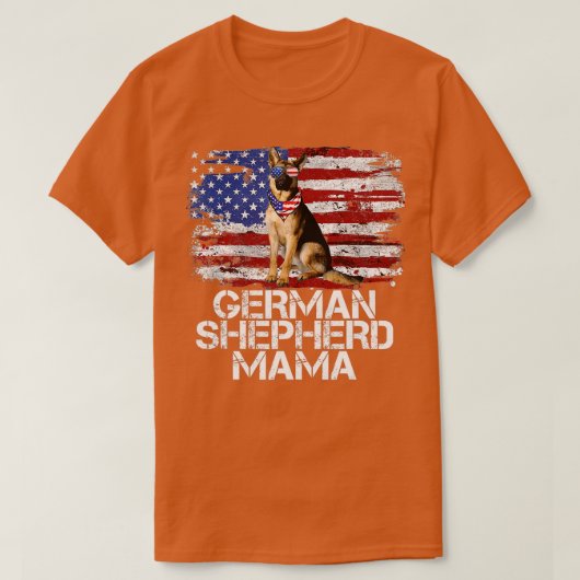 Funny 4 juli Duitse Shepherd MAMA AMERICAN FLAG  T-shirt (Design voorkant)