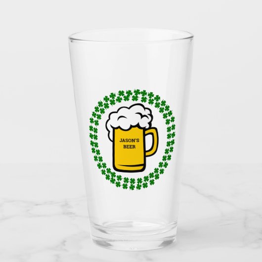 Funny 4 Leaf Clover Beer Glas (Voorkant)