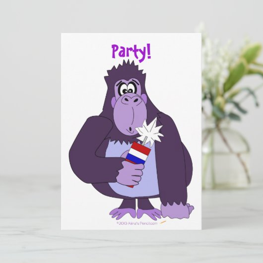 Funny 4e juli Fireworks Gorilla Party nodigt uit Kaart (Staand voorkant)