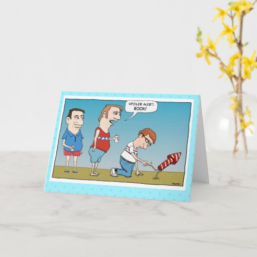 Funny 4e juli Fireworks Spoiler Alert Kaart (Gele Bloem)