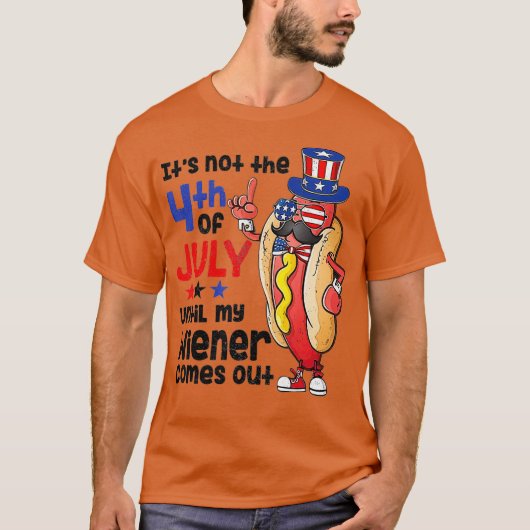 Funny 4e juli Hot Dog Wiener komt uit Volwassenen T-shirt (Voorkant)
