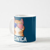Funny 4e juli Meowica American Flag Cat Lover Koffiemok (Voorkant links)