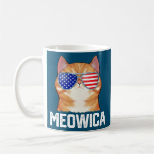Funny 4e juli Meowica American Flag Cat Lover Koffiemok