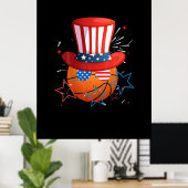 Funny 4e juli voor Basketball Lovers Poster (Thuiskantoor)