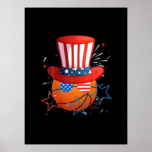 Funny 4e juli voor Basketball Lovers Poster (Voorkant)