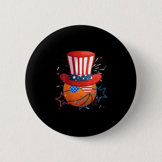 Funny 4e juli voor Basketball Lovers Ronde Button 5,7 Cm (Voorkant)