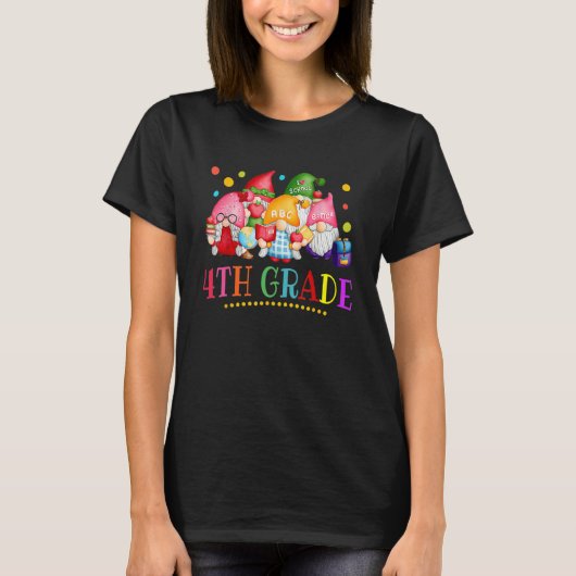 Funny 4th Grade Cute Gnome For Teachers 100 Days O T-shirt (Voorkant)