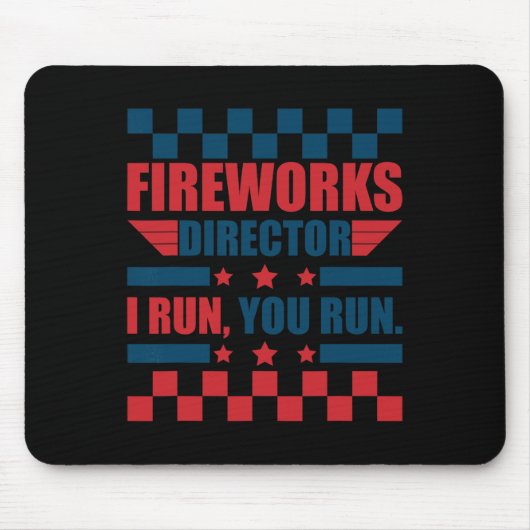 Funny 4th of Juli de Directeur van het Vuurwerk ik Muismat (Voorkant)