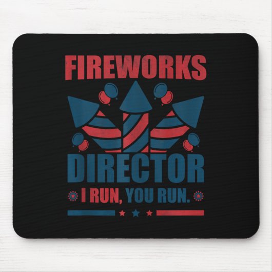 Funny 4th of Juli de Directeur van het Vuurwerk ik Muismat (Voorkant)