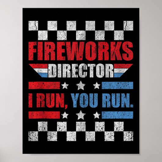 Funny 4th of Juli de Directeur van het Vuurwerk ik Poster (Voorkant)