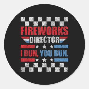 Funny 4th of Juli de Directeur van het Vuurwerk ik Ronde Sticker