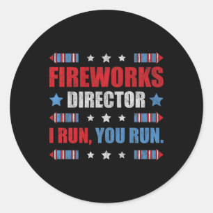 Funny 4th of Juli de Directeur van het Vuurwerk ik Ronde Sticker