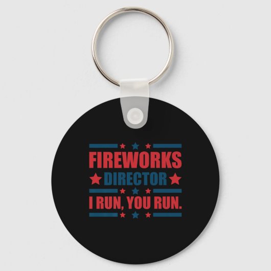 Funny 4th of Juli de Directeur van het Vuurwerk ik Sleutelhanger (Voorkant)