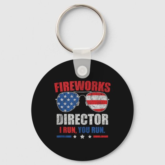 Funny 4th of Juli de Directeur van het Vuurwerk ik Sleutelhanger (Voorkant)