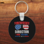 Funny 4th of Juli de Directeur van het Vuurwerk ik Sleutelhanger (Voorkant)