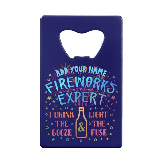 Funny 4th of Juli Onafhankelijkheidsvuurwerkdeskun Creditkaart Flessenopener (Voorkant)