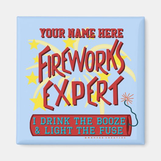 Funny 4th of Juli Onafhankelijkheidsvuurwerkdeskun Magneet (Voorkant)