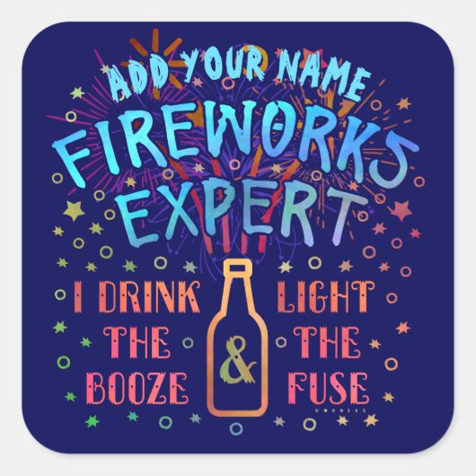 Funny 4th of Juli Onafhankelijkheidsvuurwerkdeskun Vierkante Sticker (Voorkant)