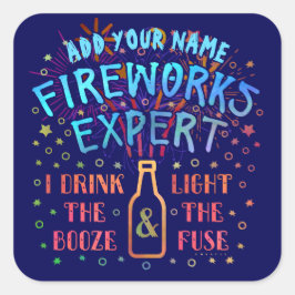 Funny 4th of Juli Onafhankelijkheidsvuurwerkdeskun Vierkante Sticker
