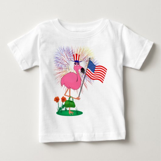 Funny 4th of Juli Shirt Flamingo (Voorkant)