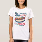 Funny 4th of July Hot Dog Shirt – Retro USA Patrio (Voorkant)