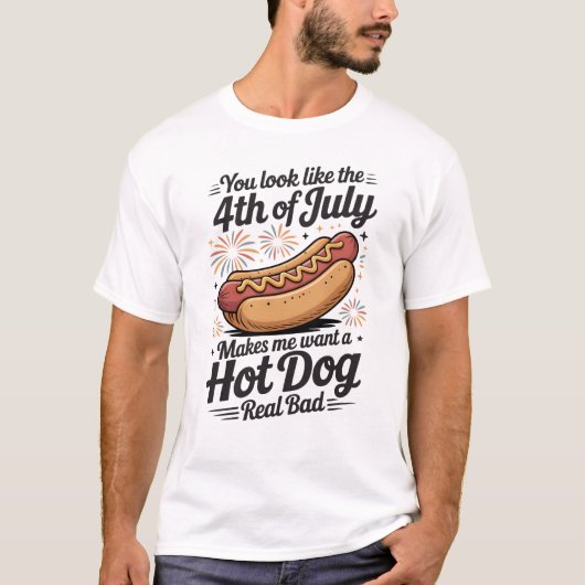 Funny 4th of July Hot Dog T-shirt (Voorkant)