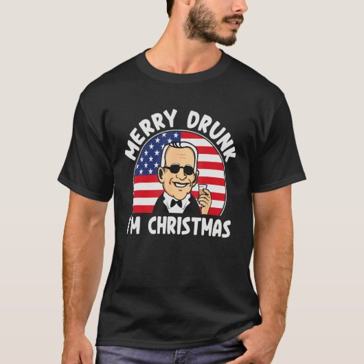 Funny 4th of July Merry Drunk I'm Christmas Men &  T-shirt (Voorkant)